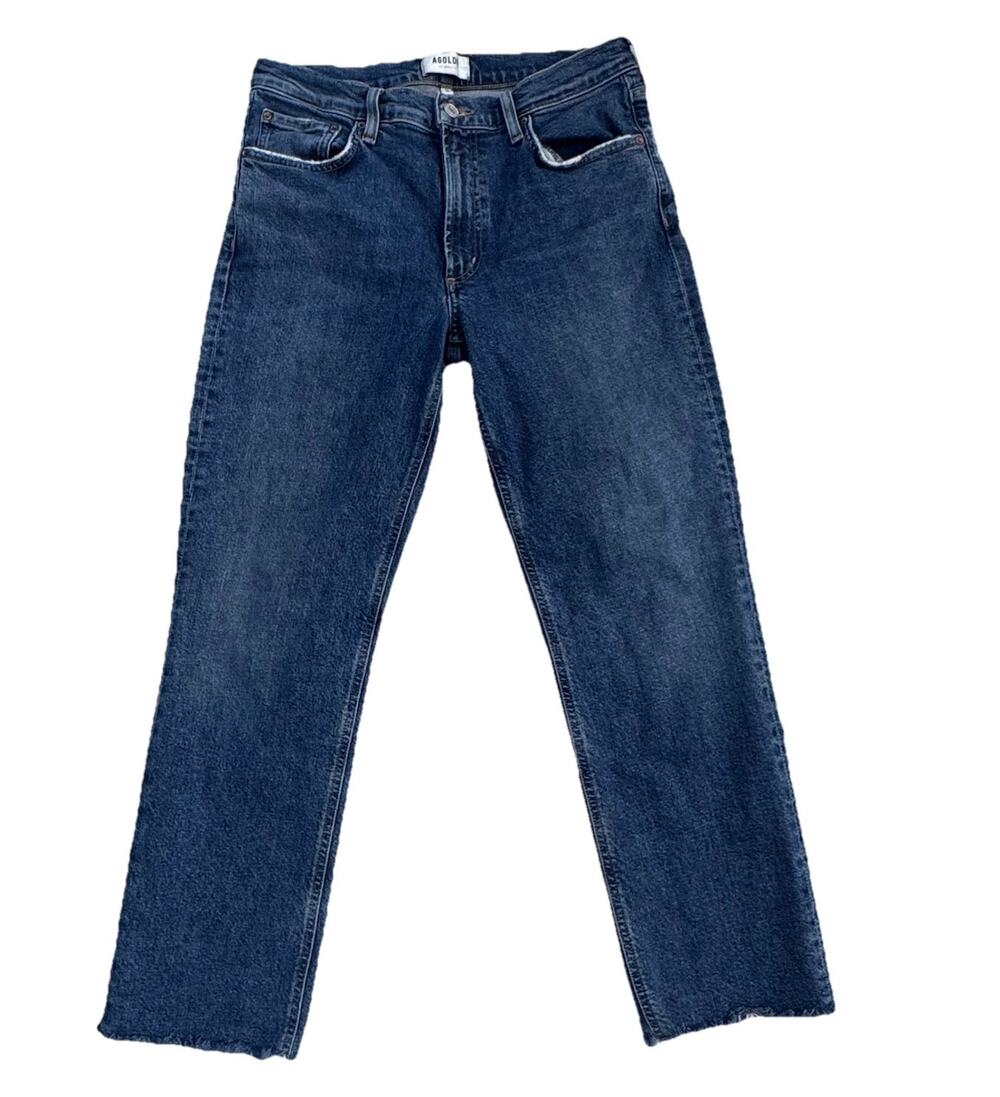 AGOLDE Kye Denim Soft Stretch Organic Cotton Straight Crop Jeans 28 Raw Hem